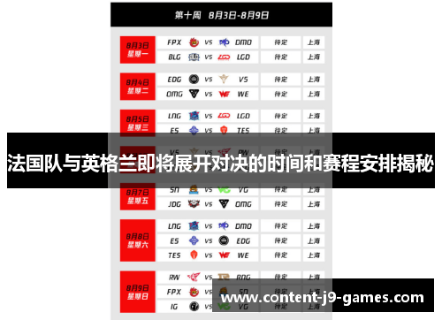 法国队与英格兰即将展开对决的时间和赛程安排揭秘
